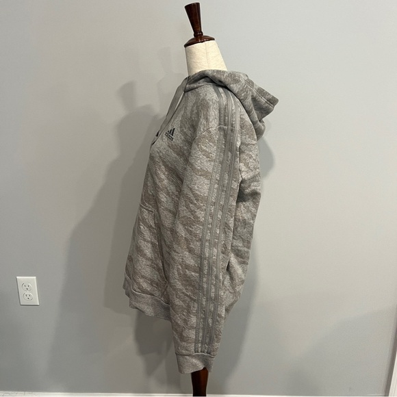 Adidas Three Stripe Gray Camo Sweatshirt Hoodie Medium - Picture 5 of 7